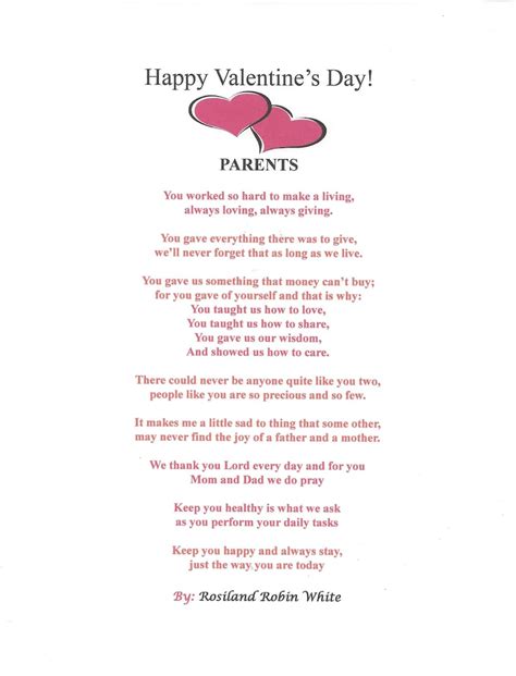 Printable Valentine Poems For Parents